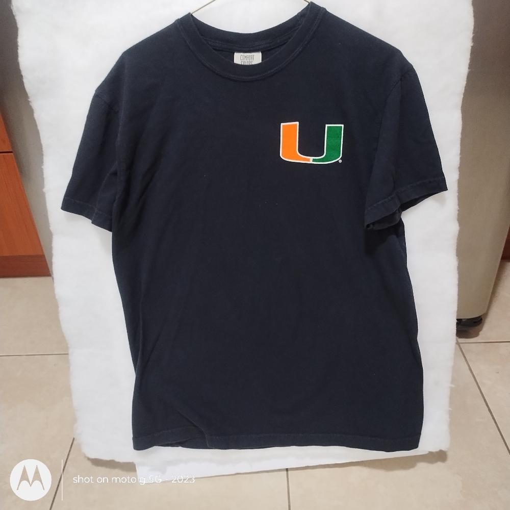 Miami Hurricanes Black t Shirt, Canes "U" On Front,Canes Graffics On Back - Picture 2 of 5